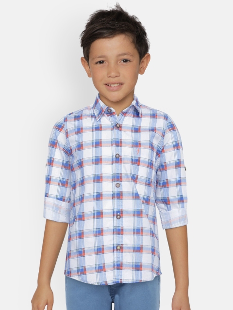 

Indian Terrain Boys Off-White & Blue Regular Fit Checked Casual Shirt