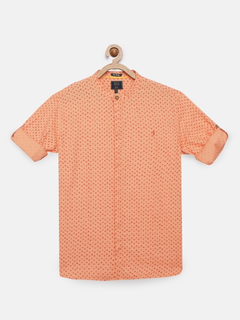 

Indian Terrain Boys Peach-Coloured Printed Cotton Regular Fit Casual Shirt