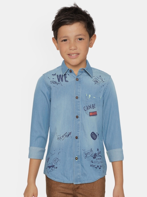 

Indian Terrain Boys Blue Regular Fit Printed Casual Shirt