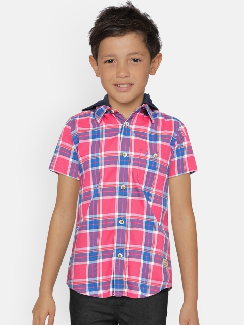 

Indian Terrain Boys Pink & Blue Regular Fit Checked Casual Shirt