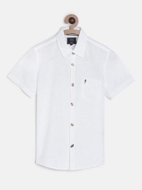 

Indian Terrain Boys White Regular Fit Solid Casual Shirt