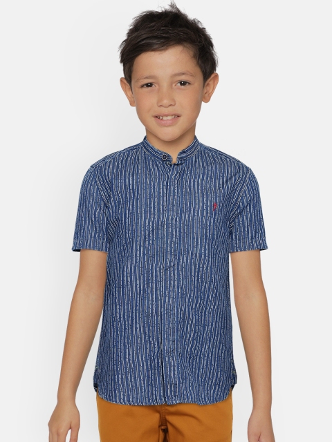 

Indian Terrain Boys Blue & White Regular Fit Striped Casual Shirt