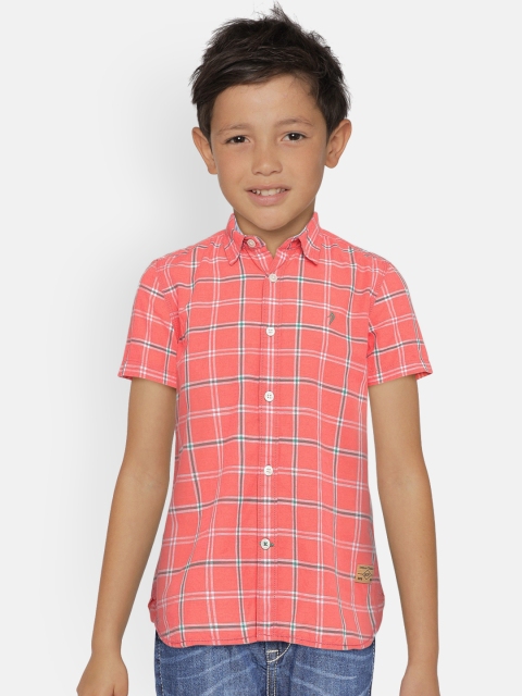 

Indian Terrain Boys Coral Pink Regular Fit Checked Casual Shirt