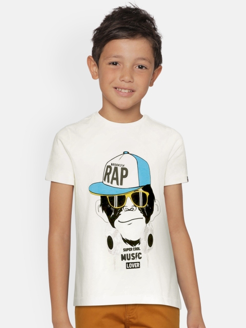 

Indian Terrain Boys White Printed Round Neck T-shirt