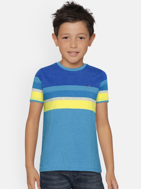 

Indian Terrain Boys Blue & Yellow Striped Round Neck T-shirt