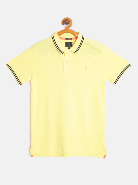 

Indian Terrain Boys Yellow Polo Collar Cotton T-shirt