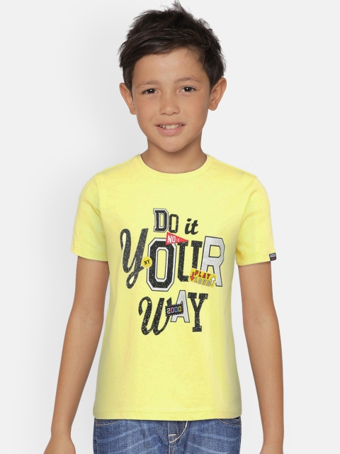 

Indian Terrain Boys Yellow Printed Round Neck T-shirt