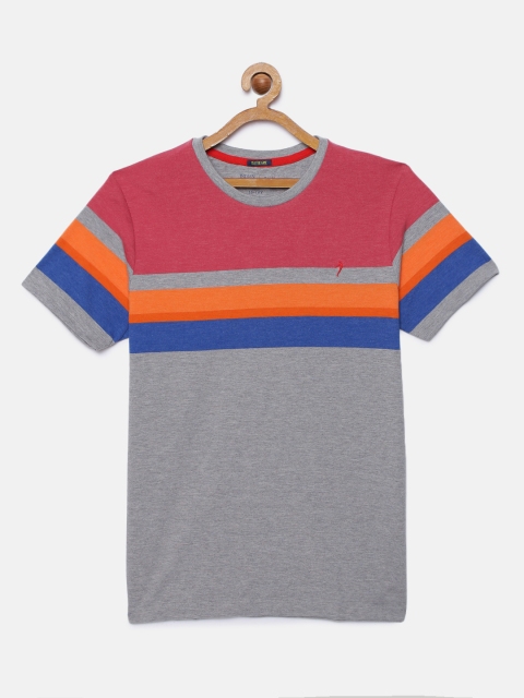 

Indian Terrain Boys Grey & Red Striped Round Neck T-shirt