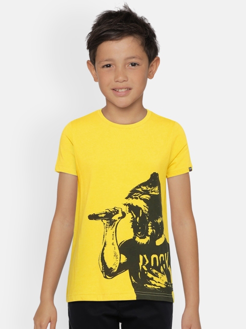 

Indian Terrain Boys Yellow Printed Round Neck T-shirt