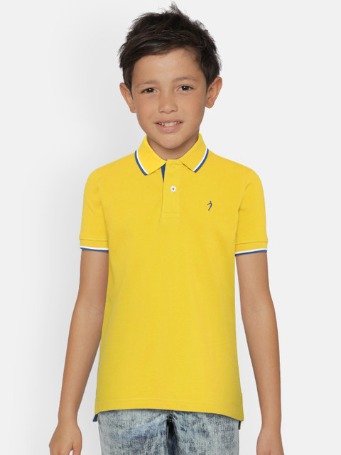 

Indian Terrain Boys Yellow Solid Polo Collar Pure Cotton T-shirt