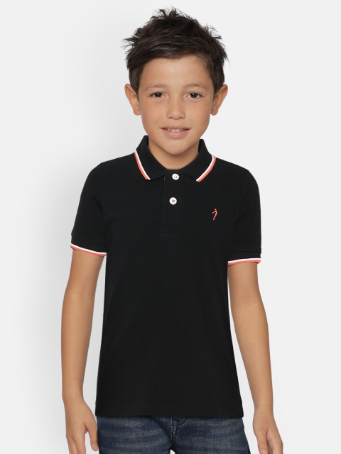 

Indian Terrain Boys Black Solid Polo Collar T-shirt