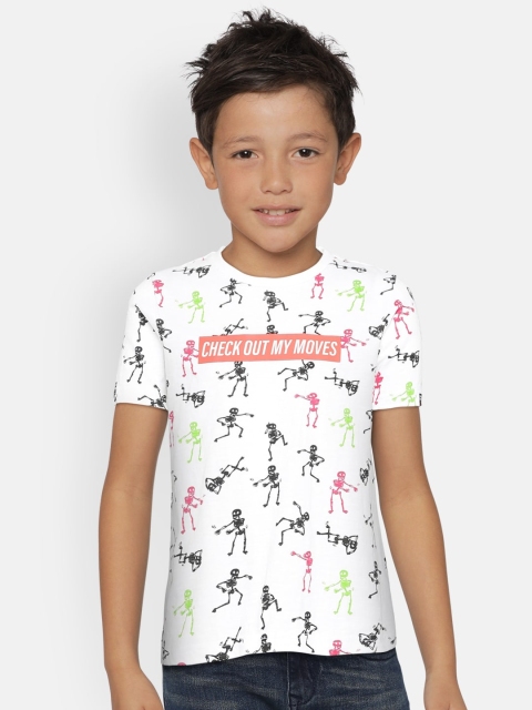 

Indian Terrain Boys White Printed Round Neck Pure Cotton T-shirt