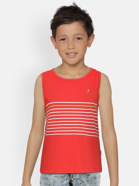 

Indian Terrain Boys Red & White Striped Round Neck T-shirt