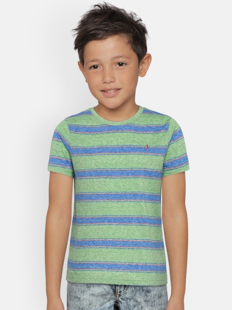 

Indian Terrain Boys Green & Blue Striped Round Neck T-shirt