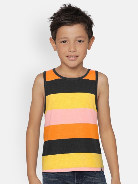 

Indian Terrain Boys Multicoloured Colourblocked Sleeveless Round Neck T-shirt, Multi