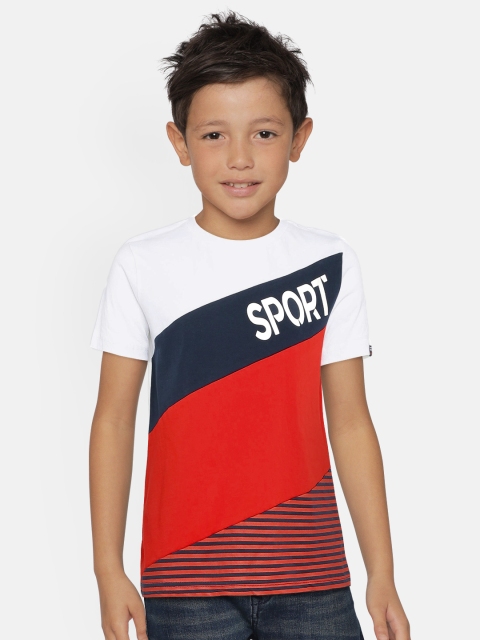 

Indian Terrain Boys White & Red Colourblocked Round Neck T-shirt