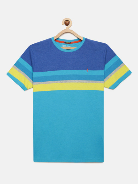 

Indian Terrain Boys Blue Striped Round Neck T-shirt
