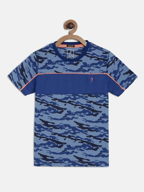 

Indian Terrain Boys Blue Camouflage Printed Round Neck T-shirt