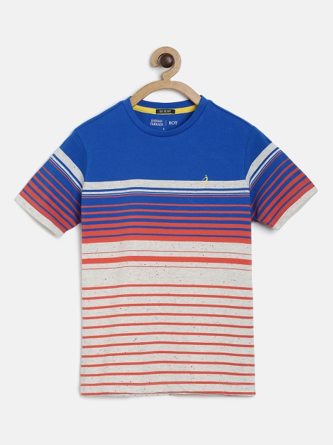 

Indian Terrain Boys Blue & Red Striped Round Neck T-shirt