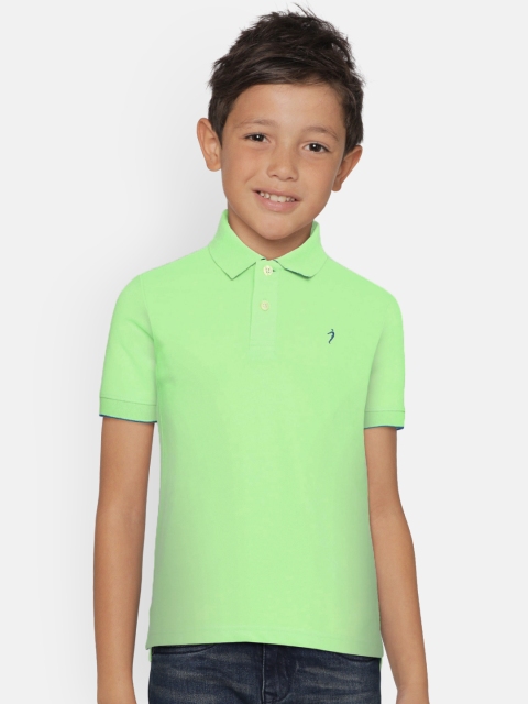 

Indian Terrain Boys Fluorescent Green Solid Polo Collar T-shirt