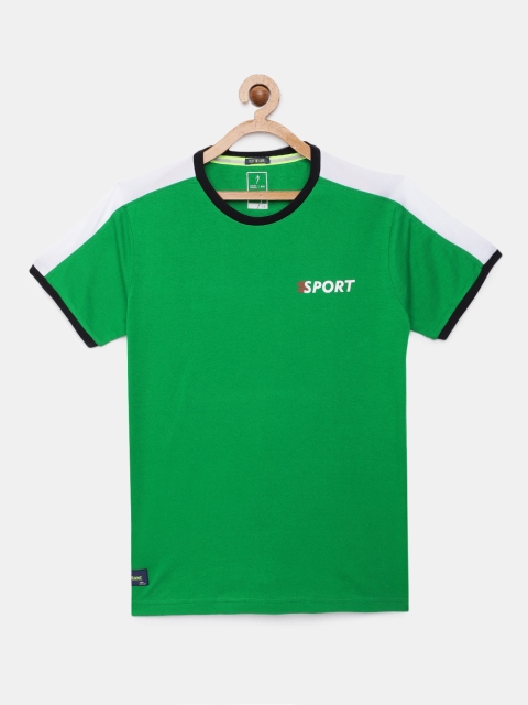 

Indian Terrain Boys Green Solid Pure Cotton T-shirt