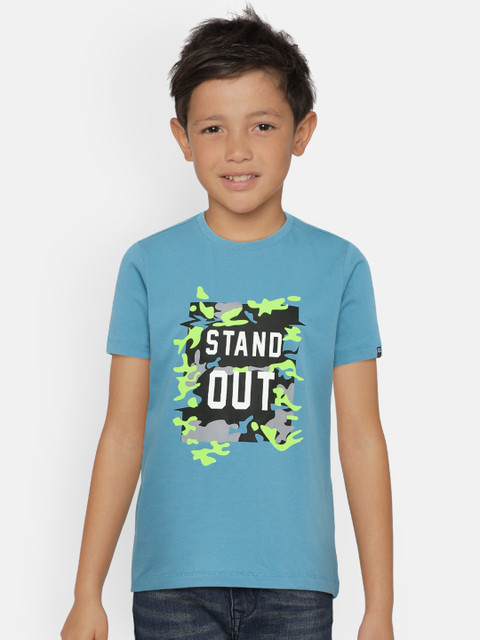 

Indian Terrain Boys Blue Printed Round Neck T-shirt
