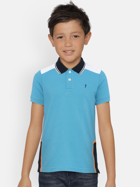 

Indian Terrain Boys Blue Solid Polo Collar T-shirt
