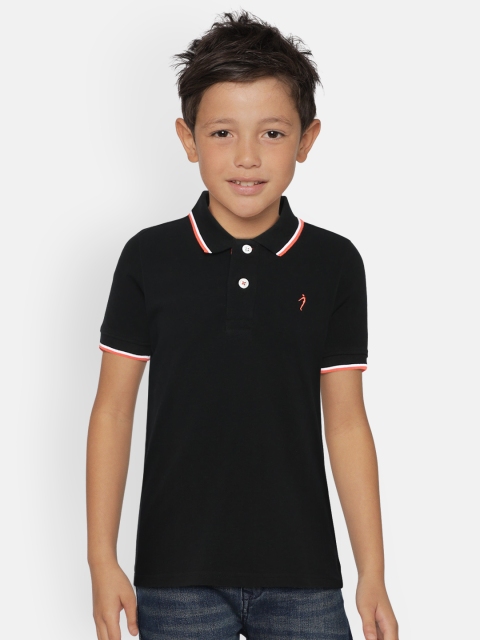

Indian Terrain Boys Black Solid Polo Collar Pure Cotton T-shirt