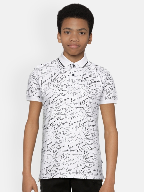 

Indian Terrain Boys White Printed Pure Cotton Polo Collar Pure Cotton T-shirt