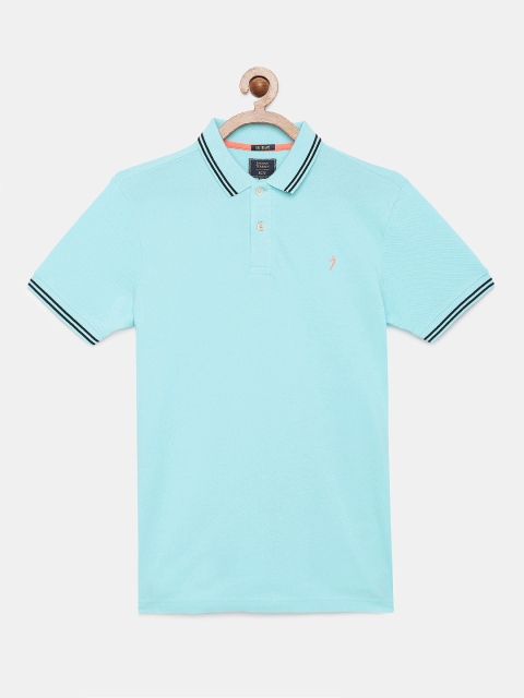 

Indian Terrain Boys Blue Solid Pure Cotton Polo Collar T-shirt