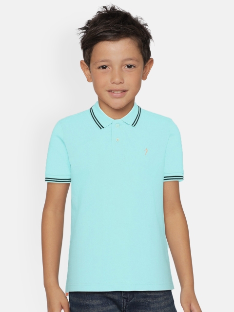 

Indian Terrain Boys Blue Solid Polo Collar T-shirt