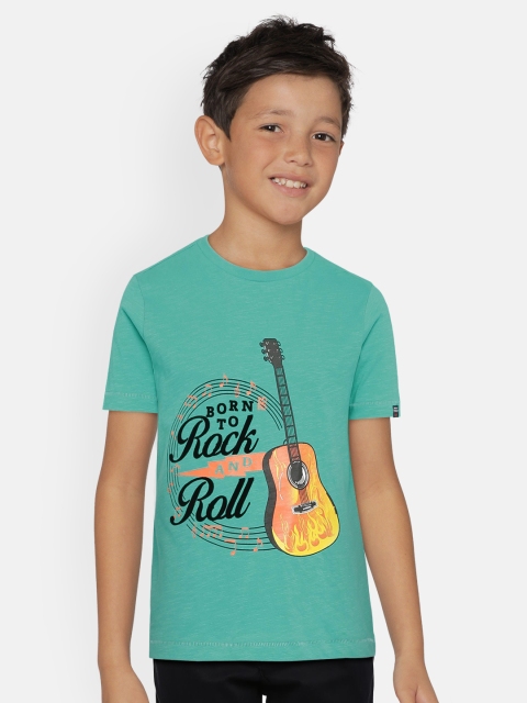 

Indian Terrain Boys Sea Green Printed Round Neck T-shirt