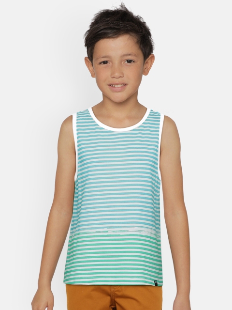 

Indian Terrain Boys Blue & White Striped Round Neck T-shirt