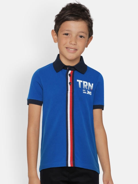 

Indian Terrain Boys Blue Solid Polo Collar T-shirt