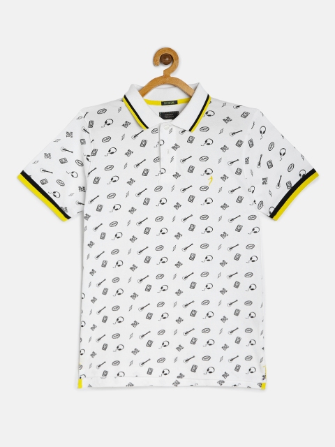 

Indian Terrain Boys White Printed Pure Cotton Polo Collar Pure Cotton T-shirt