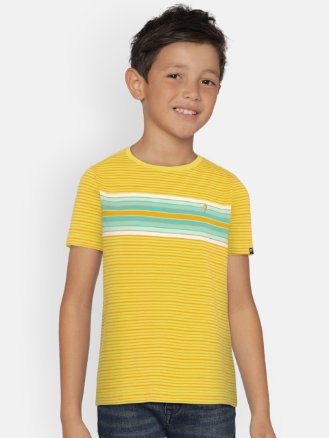 

Indian Terrain Boys Yellow Striped Round Neck T-shirt