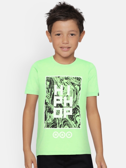 

Indian Terrain Boys Fluorescent Green Printed Round Neck T-shirt
