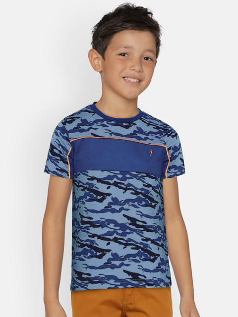 

Indian Terrain Boys Blue Camouflage Printed Round Neck T-shirt
