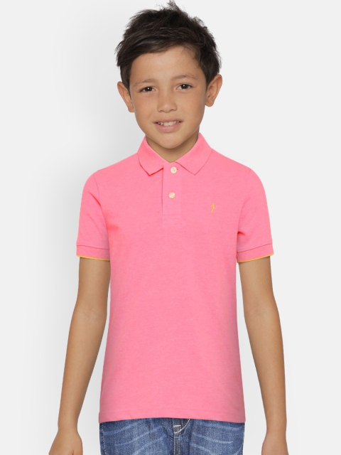 

Indian Terrain Boys Neon Pink Solid Polo Collar T-shirt