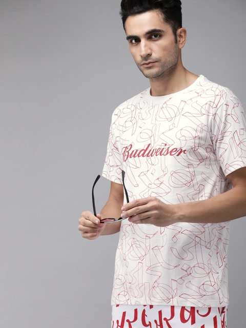 

Budweiser Streetwear Co Unisex White & Red Printed Round Neck T-shirt