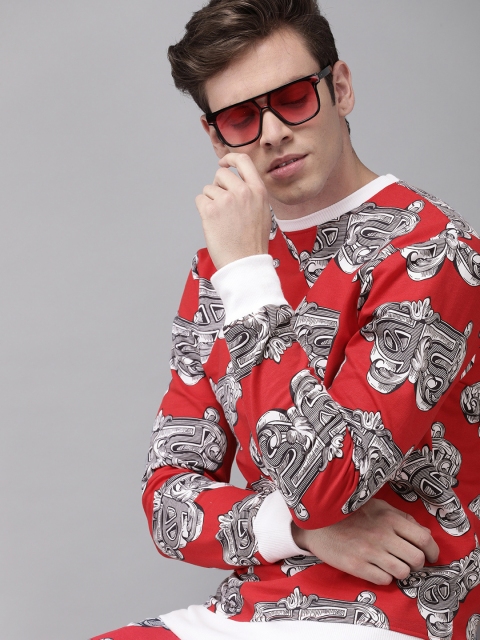

Budweiser Streetwear Co Unisex Red & Navy Blue Printed Sweatshirt