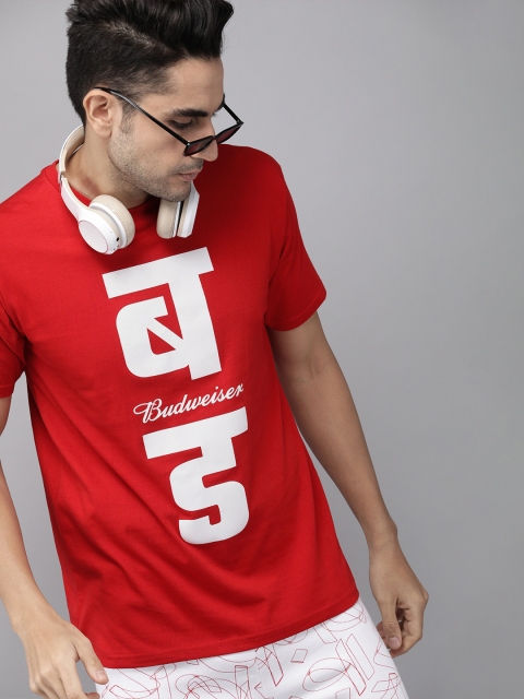

Budweiser Streetwear Co Unisex Red Printed Round Neck T-shirt