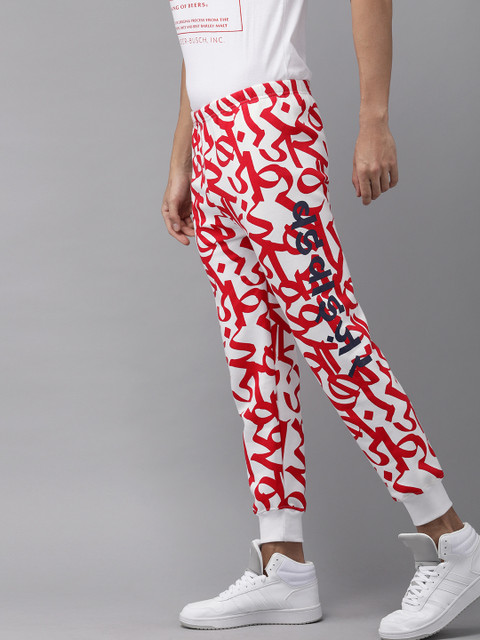 

Budweiser Streetwear Co Men Red & White Printed Regular Fit Track Pants