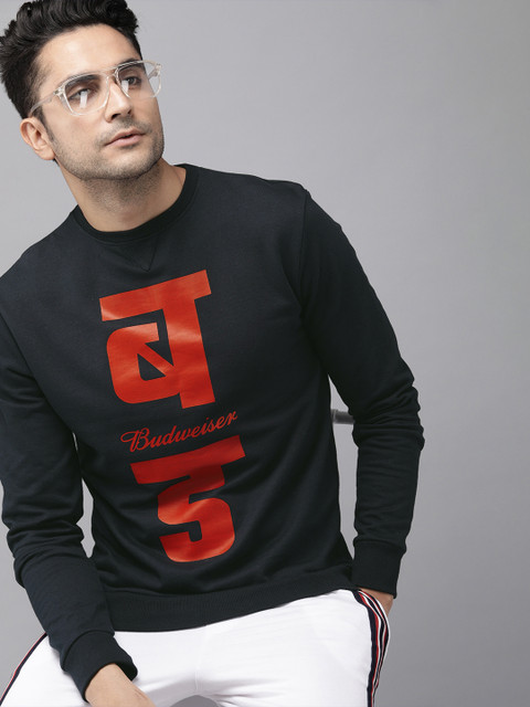 

Budweiser Streetwear Co Unisex Navy Blue Printed Sweatshirt