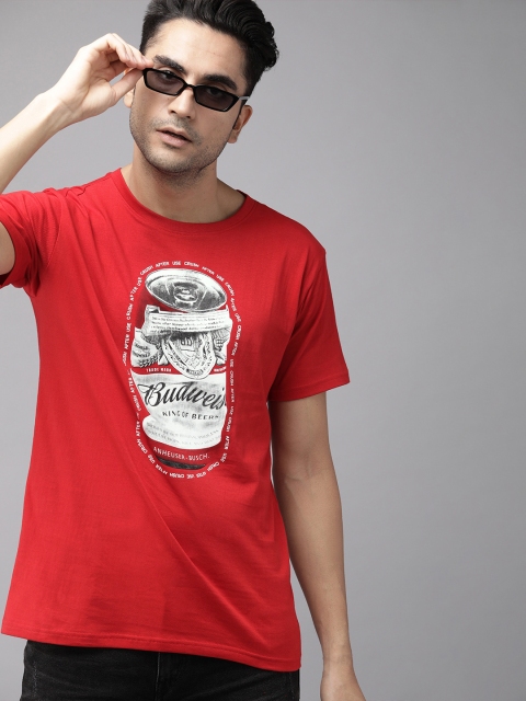 

Budweiser Streetwear Co Unisex Red Printed Round Neck T-shirt