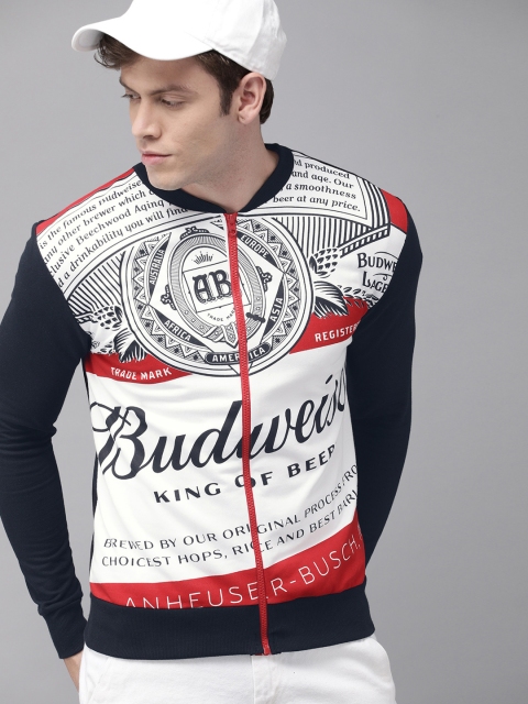 

Budweiser Streetwear Co Men Navy Blue & White Printed Sweatshirt