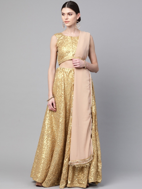 

Readiprint Fashions Golden Semi-Stitched Lehenga & Blouse with Dupatta, Gold