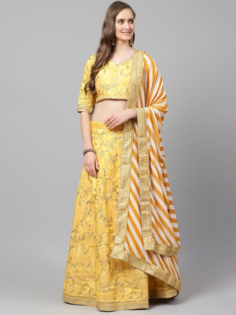

Readiprint Fashions Yellow & Golden Semi-Stitched Lehenga & Unstitched Blouse with Dupatta