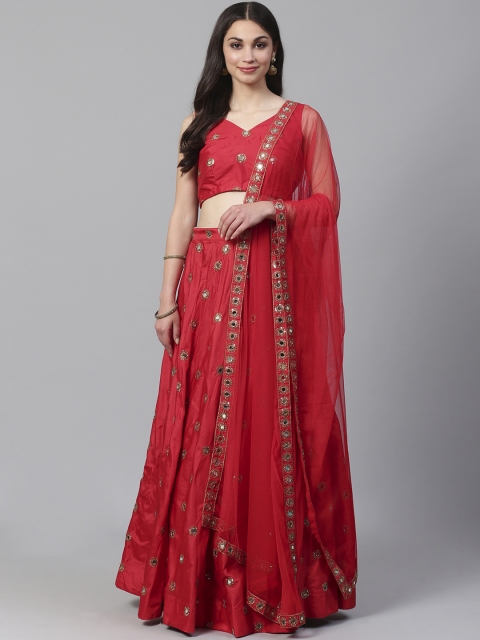 

Readiprint Fashions Red Semi-Stitched Lehenga & Blouse with Dupatta