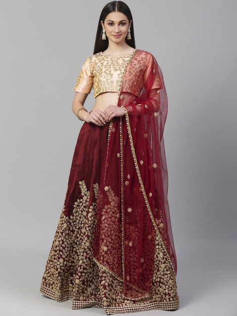 

Readiprint Fashions Maroon Semi-Stitched Lehenga & Unstitched Blouse with Dupatta